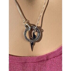 Vintage Y2K Necklace 2000s Sterling Silver Lighening Bolt Hipster Hip Wrap Retro